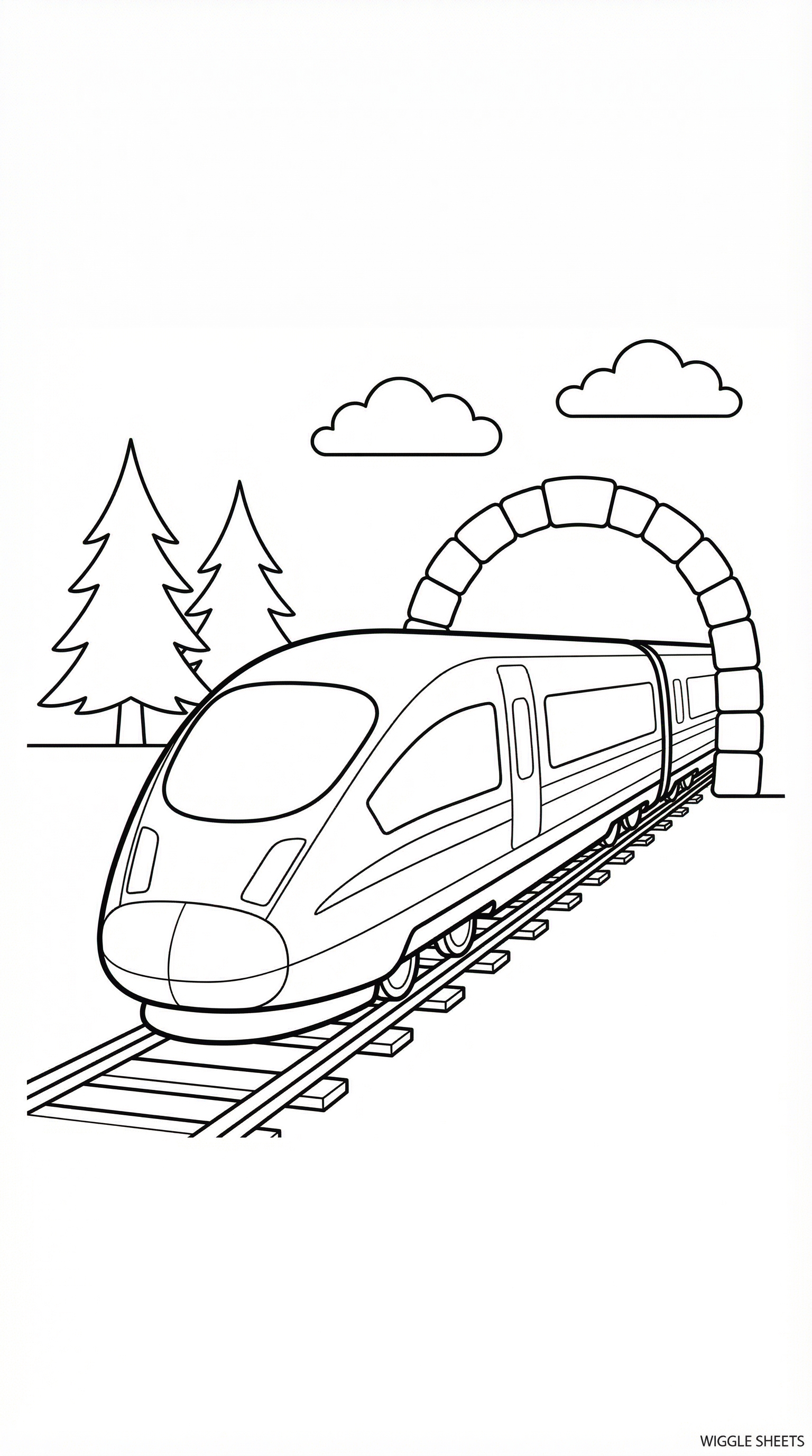 Cartoon Bullet Train Coloring Page